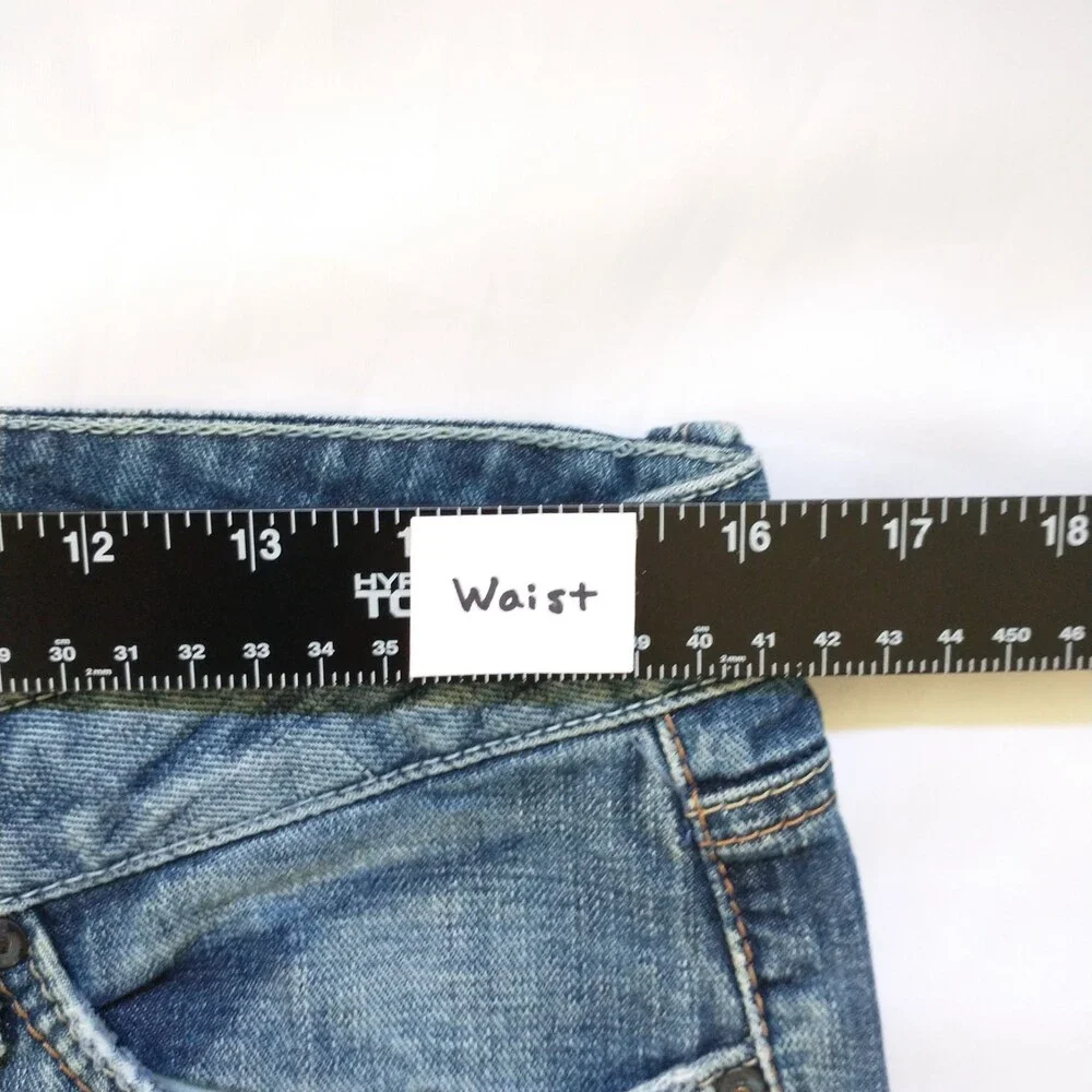 Mavi Erin 30x32 Low Front Comfort Hip Bootcut Jeans Distressed Glitter Pocket